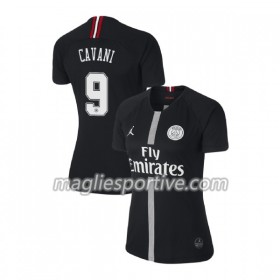 Completo Calcio Paris Saint Germain Cavani 9 Jordan Nero Donna Divisa Terza 2018/2019